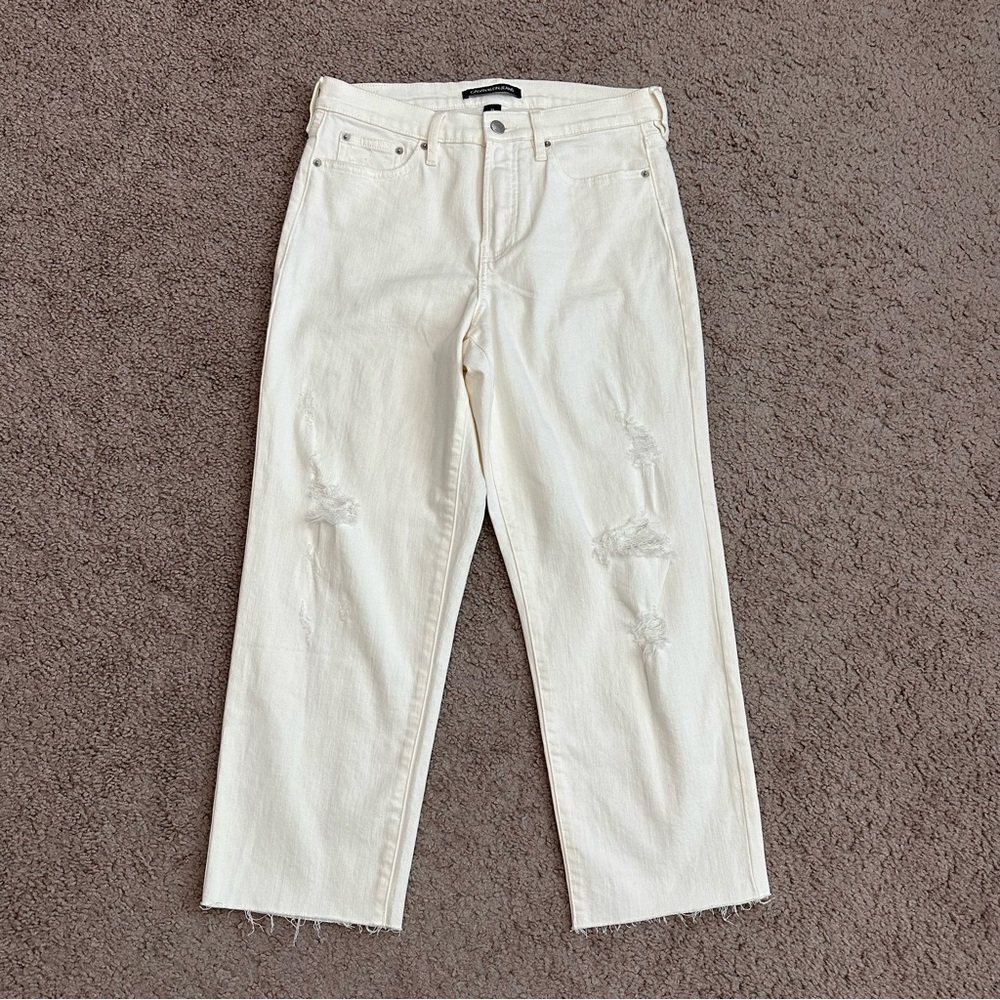 Calvin Klein Jeans Straight Cropped White Denim Jeans Womens 29